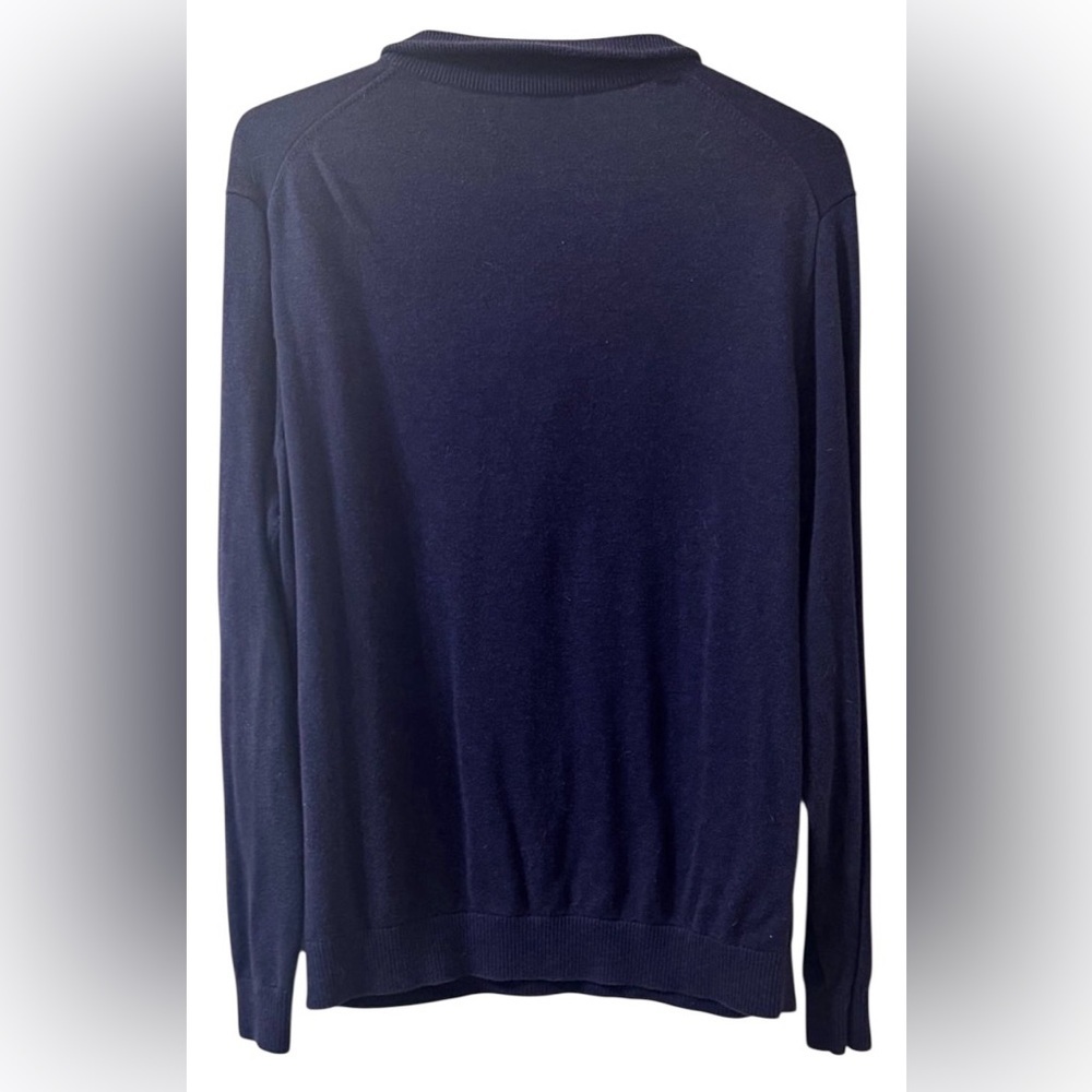 Vineyard Vines Men's Navy Striped Collar Zip-Up Sweater - Picture 2 of 4